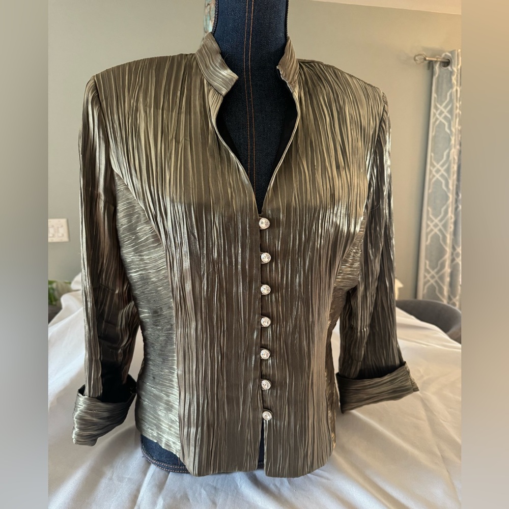 Elegant Pleated Button-Up Blouse